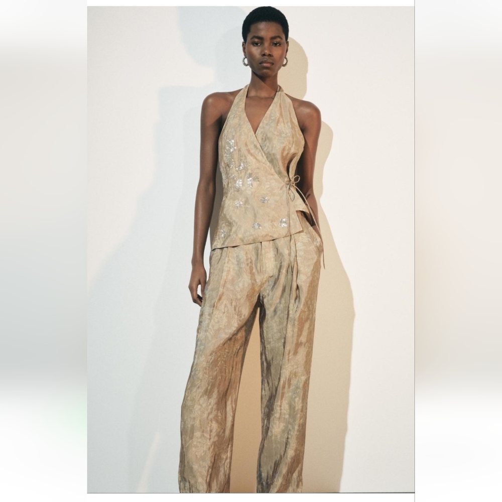 BNWT! Zara Embroidered Jaquard Pants Set - Picture 4 of 17